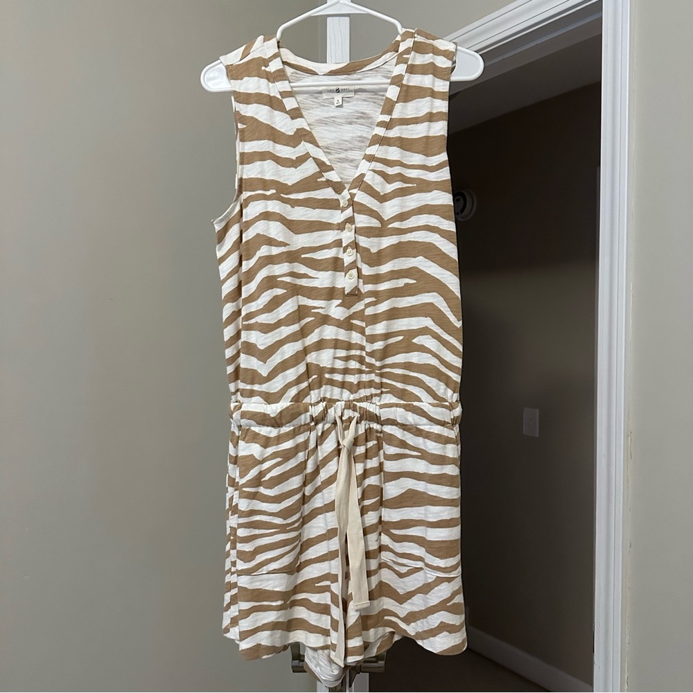 Lou & Grey Tan and White Zebra Print Romper